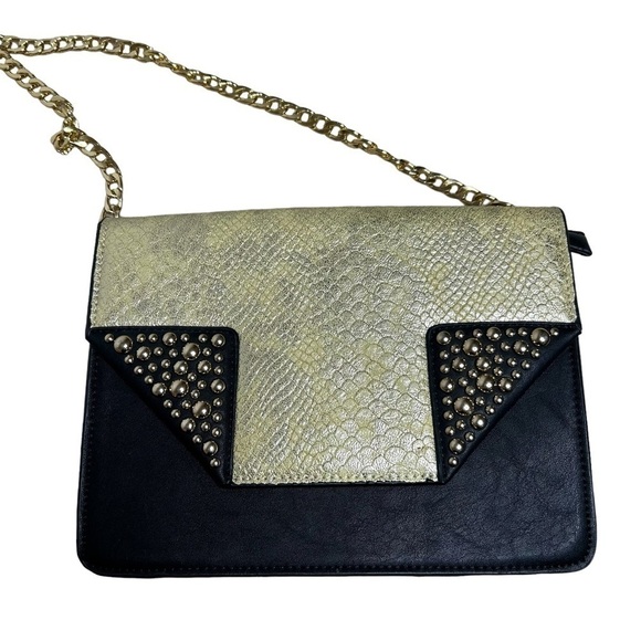 2/$30 Gold And Black Embellished Shoulder Bag with Chain Strap - Picture 4 of 9